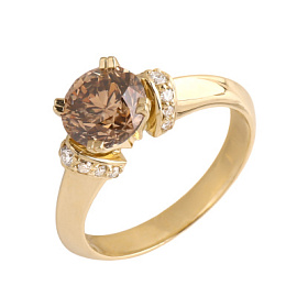 Кольцо один камень 5510362 золото