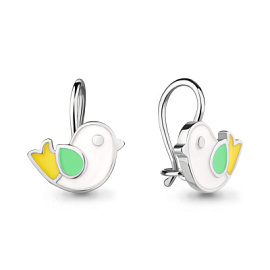 Серьги 34019.5 серебро Птица