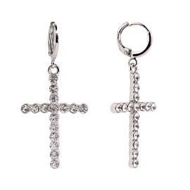 Серьги подвесные 502044300 ювелирный сплав Крест