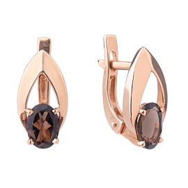 Серьги один камень С-0242 раух золото