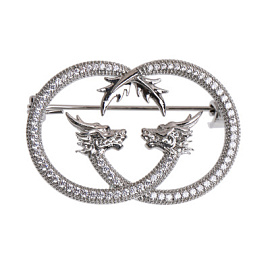 Брошь 3-3114-W без пробы Дракон
