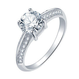 Кольцо один камень LLR561 серебро