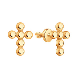 Серьги пусеты Т10002Е158 золото Крест