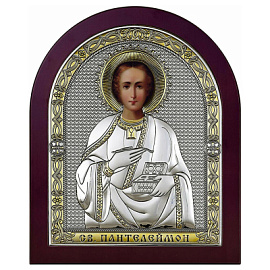 Икона 6405.3OW ювелирный сплав Святой Великомученик Целитель Пантелеимон 