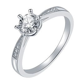 Кольцо один камень LLR292 серебро