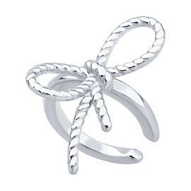 Серьги кафф 94170409 серебро бантик