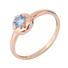 Кольцо один камень К-0263 топ золото