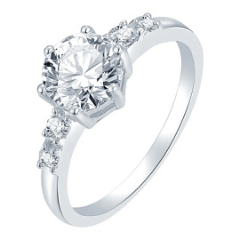 Кольцо один камень LLR293 серебро