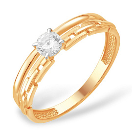 Кольцо один камень К13219347 золото