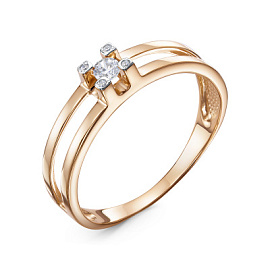 Кольцо один камень 1108016 золото