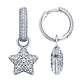 Серьги подвесные 94026850 серебро Звезда