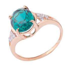 Кольцо один камень К-0206 праз золото