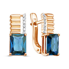 Серьги один камень С-0268ТопазLondonBlue-002 золото