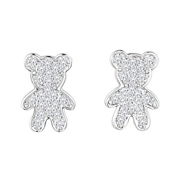 Серьги пусеты 3-2688-W ювелирный сплав Мишка